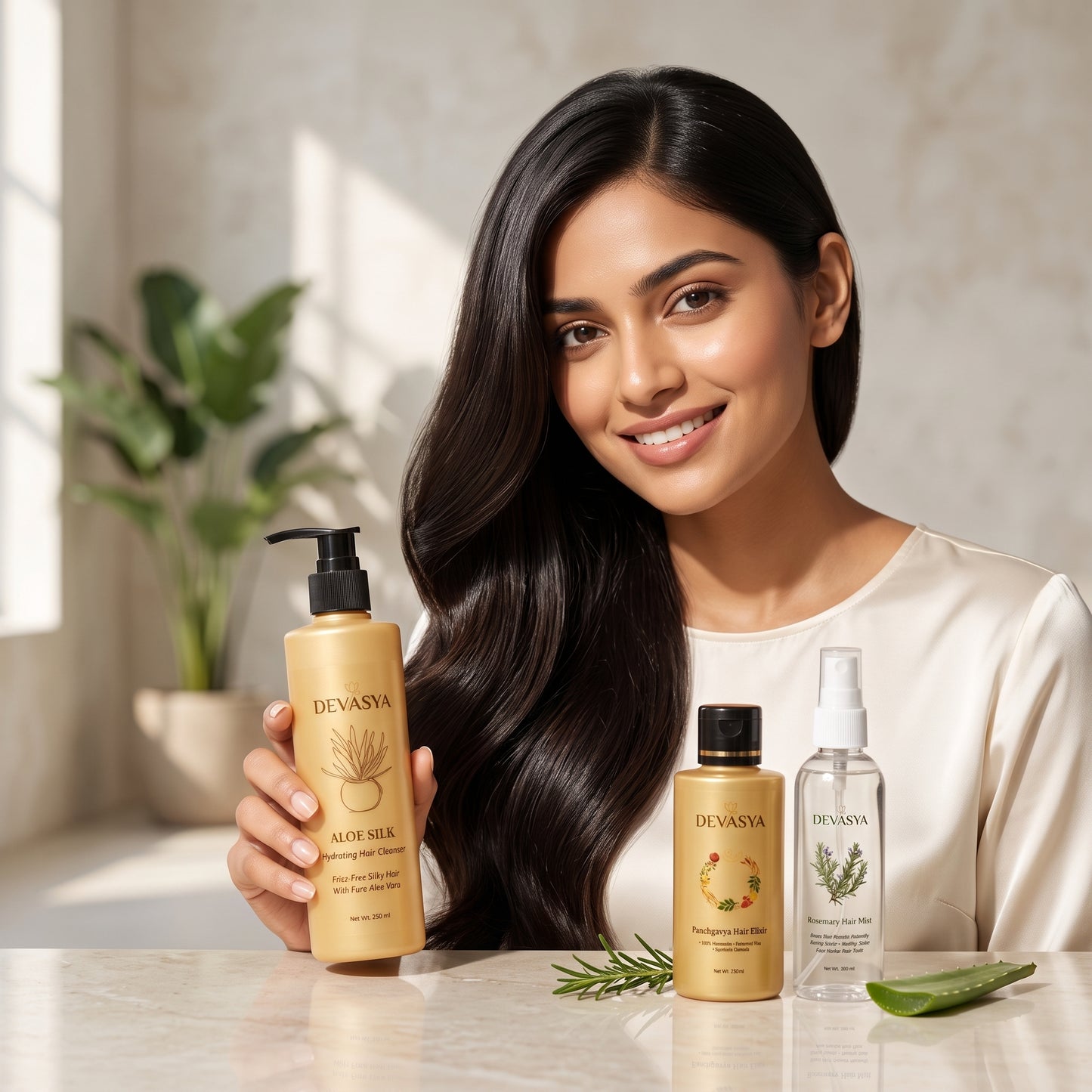 Devasya Ayurvedic Dandruff Control Combo – Aloe Silk Cleanser, Panchgavya Elixir Oil & Rosemary Hair Mist for Clean, Flake-Free & Healthy Scalp