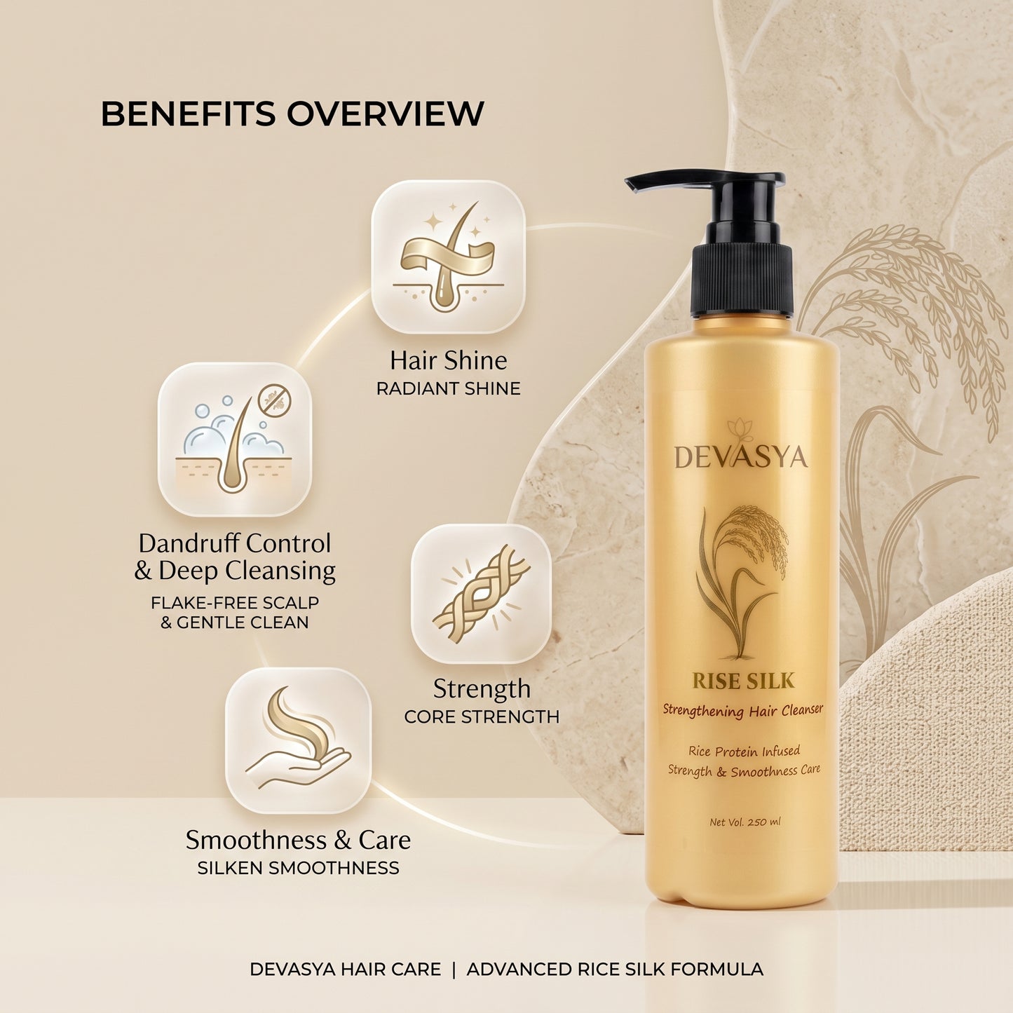 Devasya Rice Silk Strengthening Hair Cleanser – Rice Protein Infused for Strong & Smooth Hair (250ml) ✨🌿