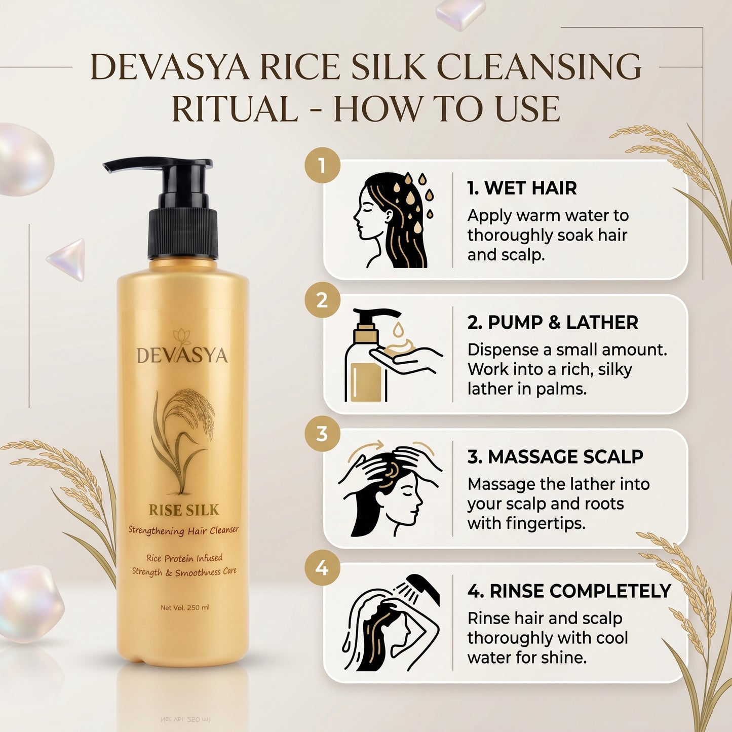 Devasya Rice Silk Strengthening Hair Cleanser – Rice Protein Infused for Strong & Smooth Hair (250ml) ✨🌿