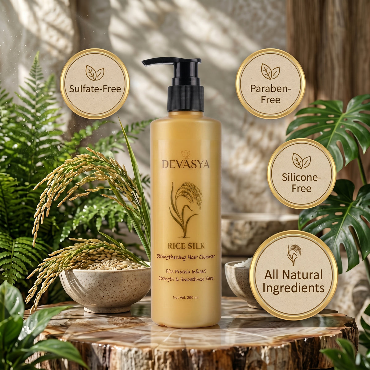 Devasya Rice Silk Strengthening Hair Cleanser – Rice Protein Infused for Strong & Smooth Hair (250ml) ✨🌿