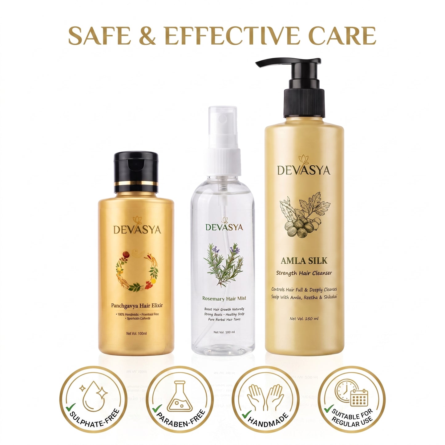 Devasya Ayurvedic Hair Fall Control Combo – Amla Silk Cleanser, Panchgavya Elixir Oil & Rosemary Mist for Stronger Roots & Healthy Growth